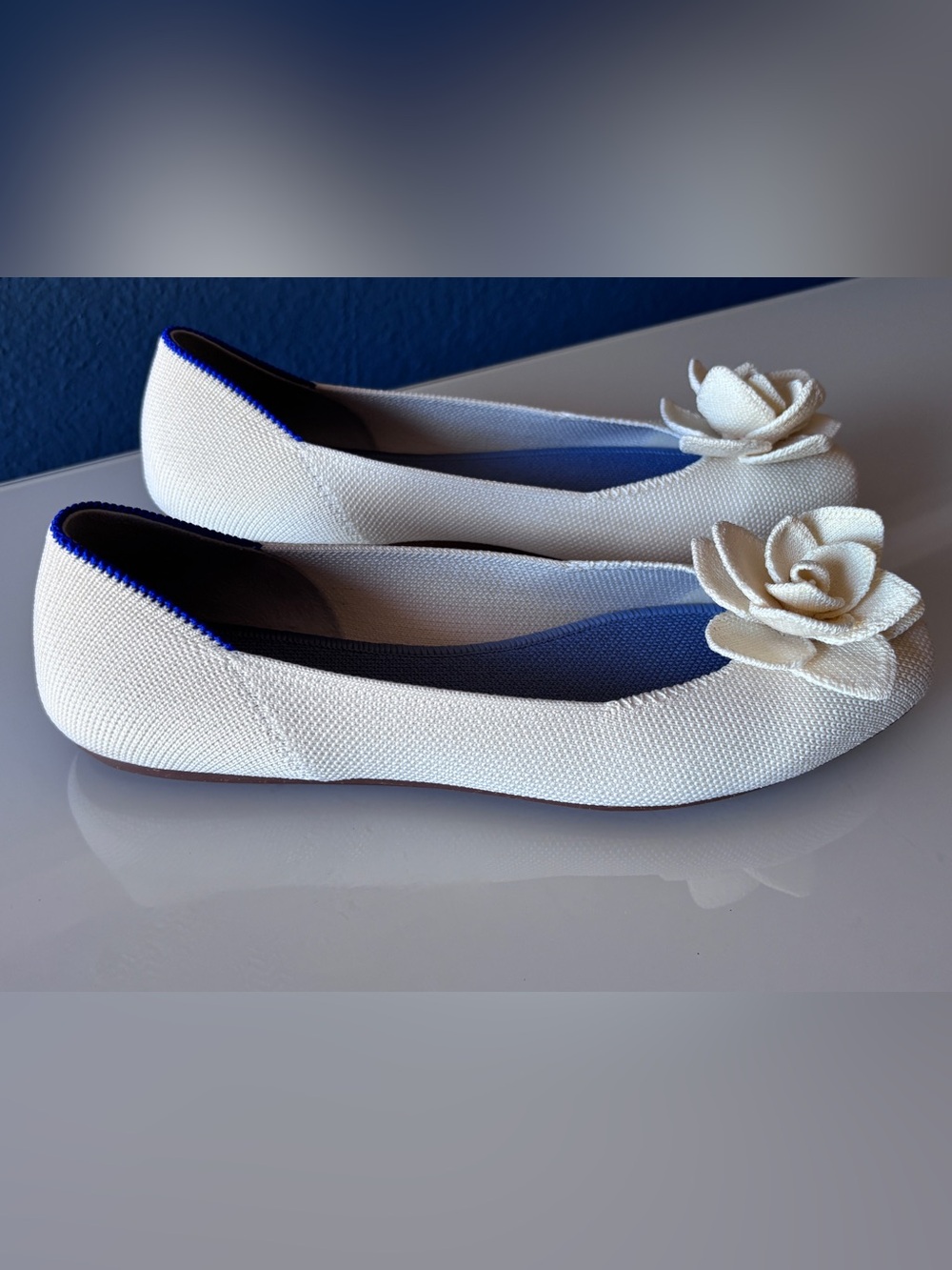 Rothy’s The Flower Flat Ivory Knit Ballet Flats NWOB Size 8 - Picture 2 of 8